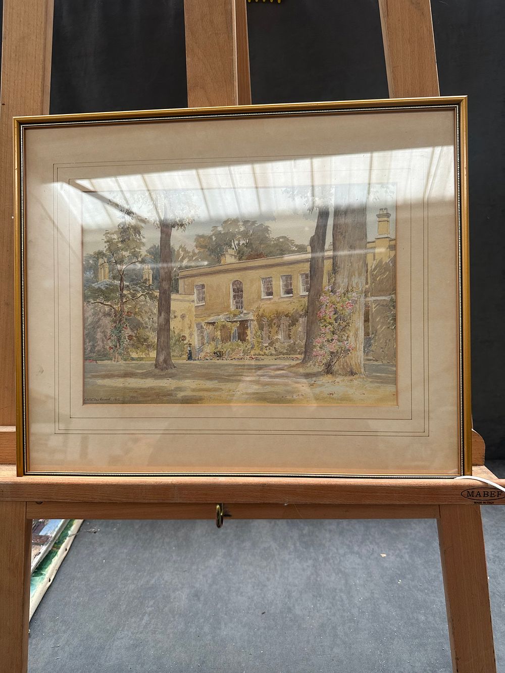 Lot 383: C.W.L. Dashwood, Manor House with Flowering Climbers, Watercolour, 1913