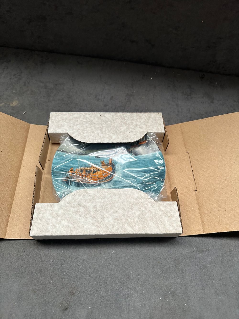 Lot 395: Minerva Ware Staffordshire England Royal National Lifeboat Institution Collector's Plate in Original Box