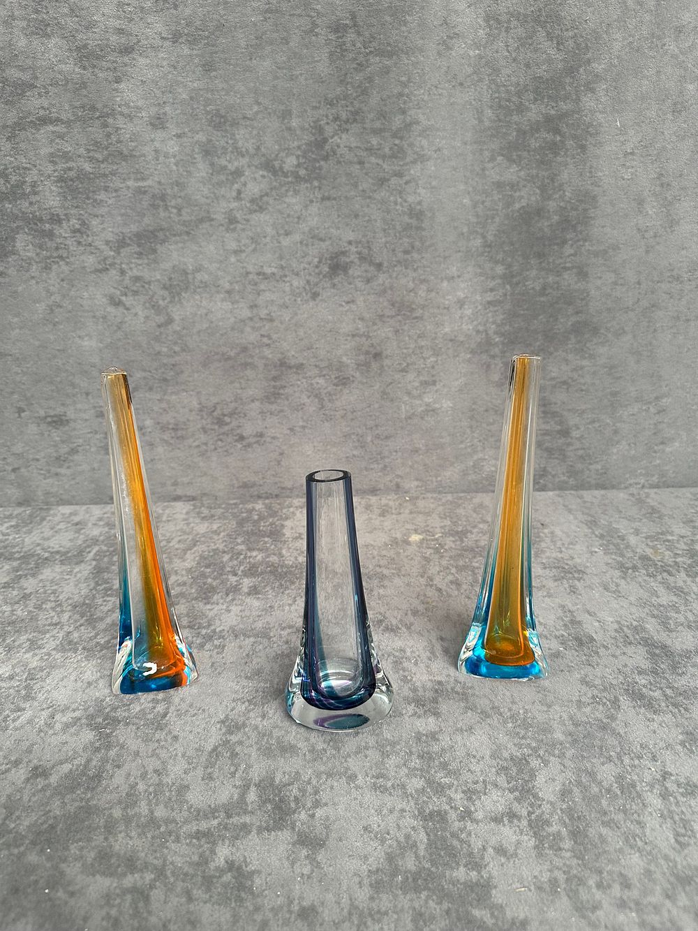 Lot 416: A Trio of Mid Century Modern Sommerso Glass Bud Vases