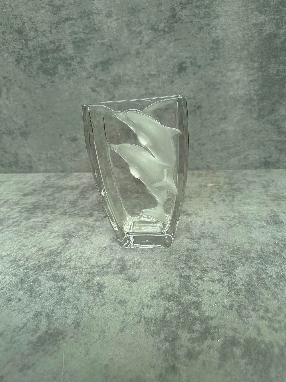 Lot 419: A German Rosenthal Crystal Glass Wondrous Dolphins Vase