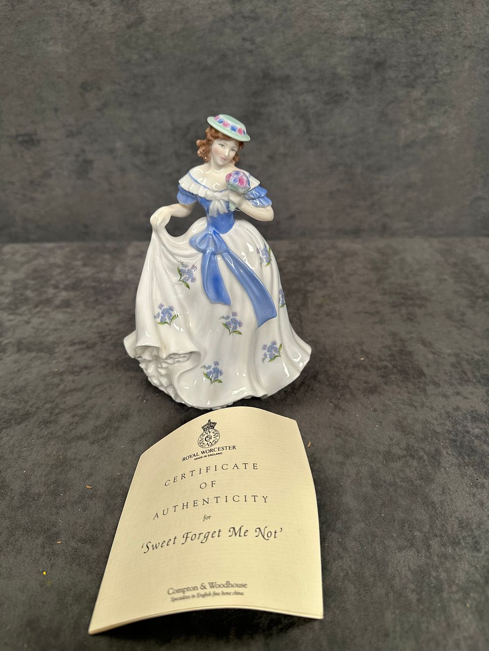 Lot 448: Royal Worcester Sweet Forget Me Not Bone China Figurine