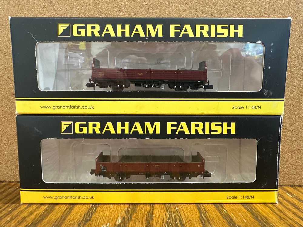 Lot 176: A Pair of Graham Farish N Gauge EWS OBA Open Wagons