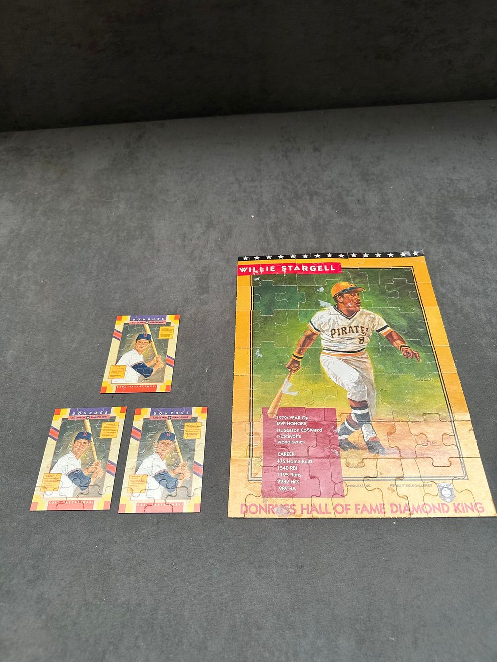 Lot 281: A Collection of 1990 Donruss Hall of Fame Diamond Kings Baseball Puzzles Featuring Willie Stargell and Carl Yastrzemski