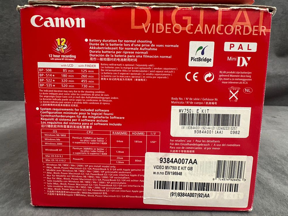 Lot 365: Canon MV750i E MiniDV Digital Video Camcorder Kit