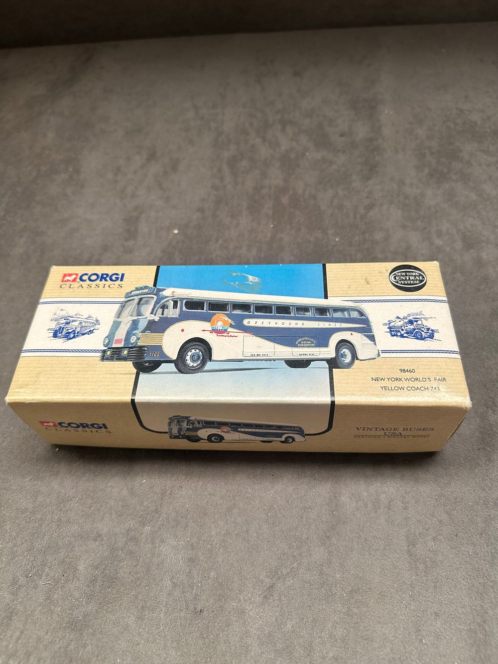 Lot 74: Corgi Classics 98460 New York World's Fair Greyhound Lines Yellow Coach 743 Limited Edition