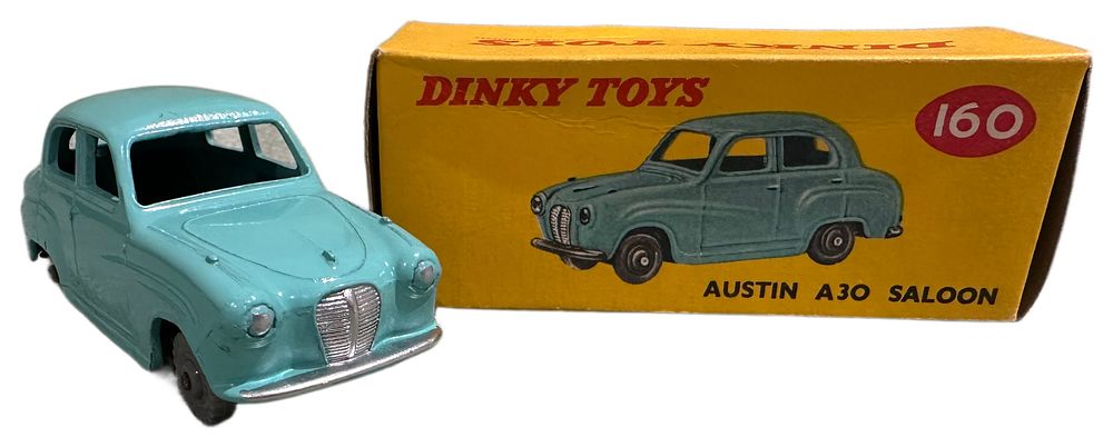 Lot 91: Dinky Toys 160 Austin A30 Saloon and Original Picture Box