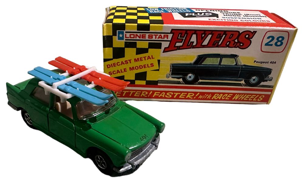 Lot 103: Lone Star Flyers Number 28 Peugeot 404 Die-cast Model Car with Box