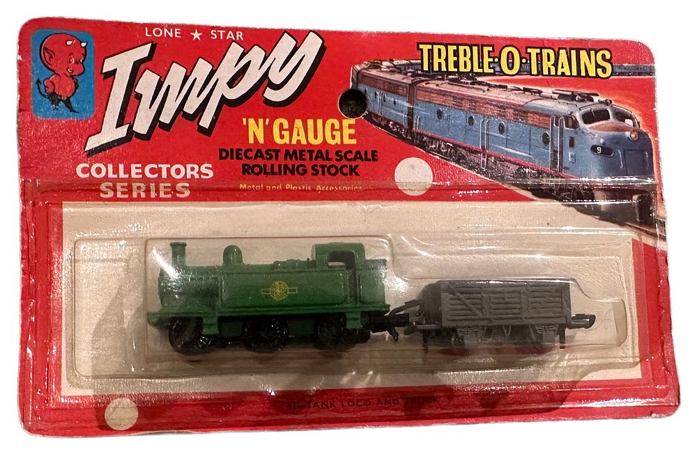 Lot 107: Lone Star Impy Treble-O-Trains N Gauge 91 Tank Loco and Truck in Original Blister Pack