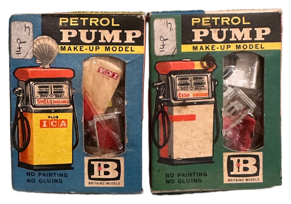 Lot 114: A Pair of Vintage Britains Models Petrol Pump Make-up Models Shell and Esso