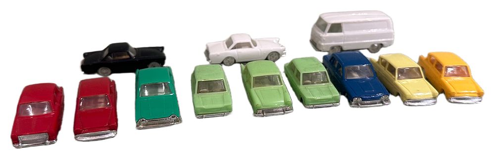 Lot 168: A Collection of Twelve Minix Vintage Plastic Miniature Vehicles