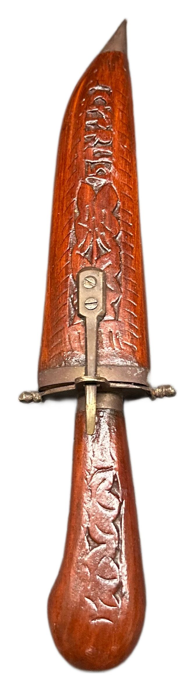 Lot 21: Vintage Carved Wood Dagger and Sheath with Cyprus Inscription