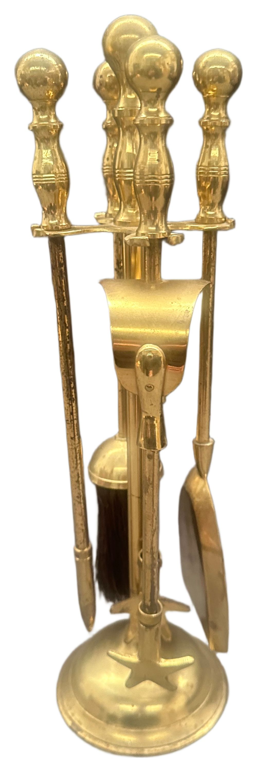 Lot 623: A Set of Miniature Brass Fireplace Tools on Stand