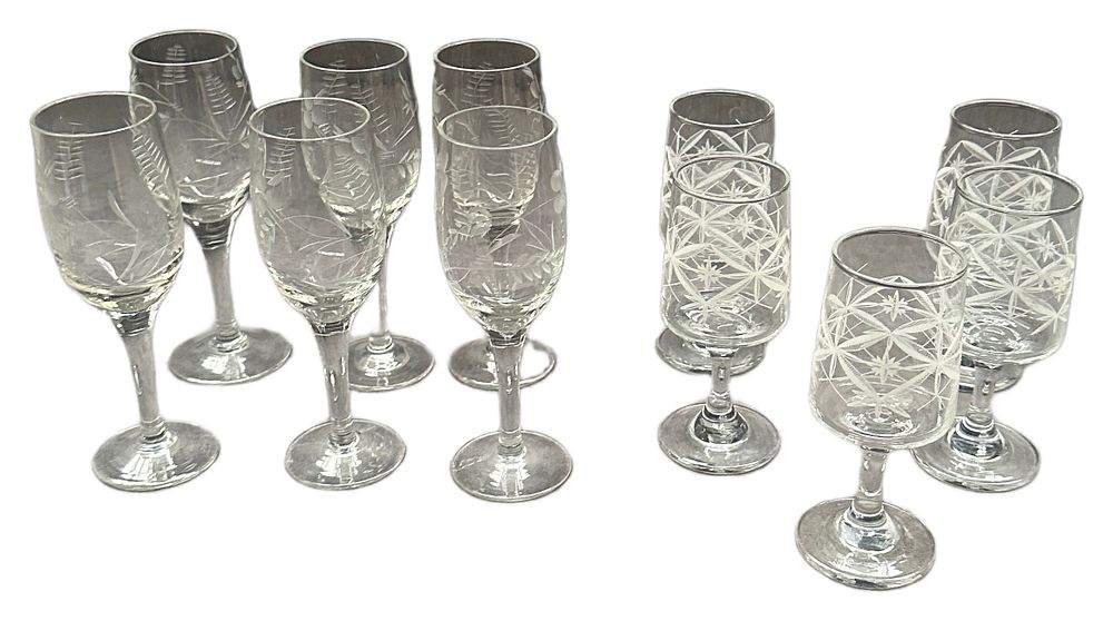 Lot 658: A Collection of Cut and Etched Crystal Stemware