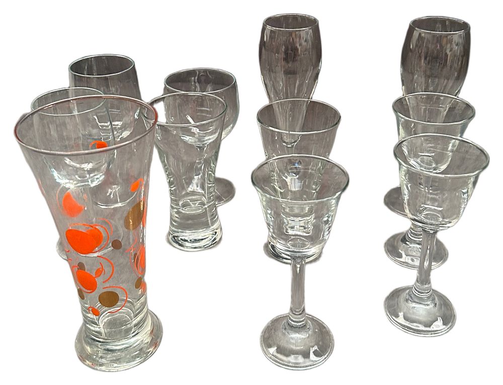 Lot 459: A Collection of Assorted Clear and Decorated Mid-Century Glassware