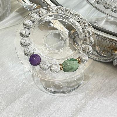 White crystal amethyst green quartz bracelet Size: 9mm Weight: 28g Freight: 1.International