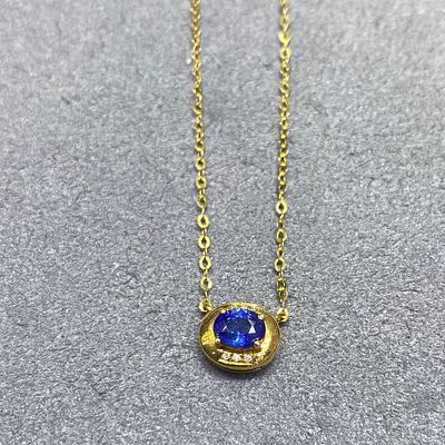 Natural sapphire necklace, 18k gold inlay, weight 1.14g, main stone: 0.48ct, diamond Freight: