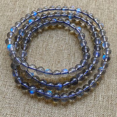 Natural fine gray moonlight labradorite three-circle multi-circle bracelet. Natural fine grey