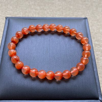 Natural red crystal and red rabbit fur cornucopia multi-circle bracelet. Natural red crystal red