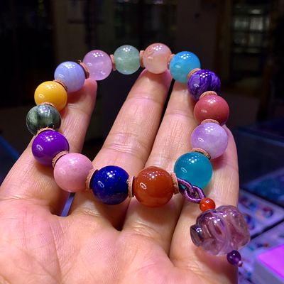 12mm Duobao Bracelet. 12mm Duobao bracelet, material: Nanhong, lapis lazuli, rose brilliance