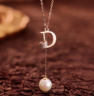18k diamond letter necklace with natural seawater pearls Freight: 1.International Freight: