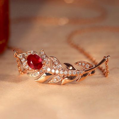 18K Gold Pigeon Blood Ruby Diamond Necklace Freight: 1.International Freight: Foreign shipping