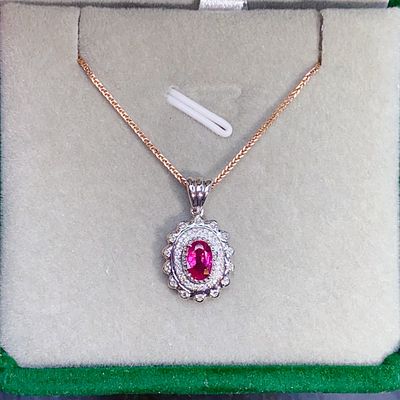 18k gold ruby pendant, total weight 1.38g, main stone 0.6ct, diamond 0.132/44p Freight: