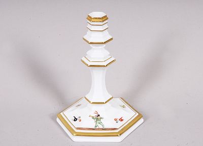 Table candlestick, Meissen, design by Johann Jacob Irminger (1635-1724?), Harlequin decoration 