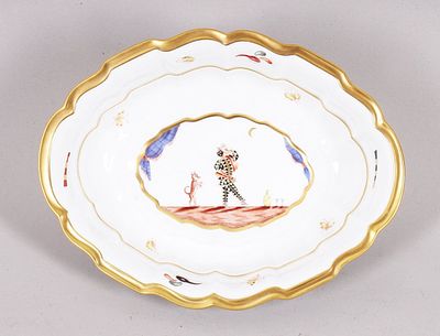 Serving dish, Meissen, design by Johann Jacob Irminger, Harlequin decoration, "Friends of 