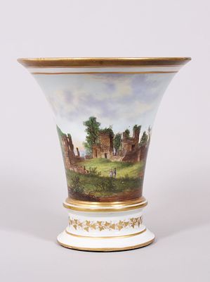 View vase, F&uuml;rstenberg, first half of the 19th century Porcelain, polychrome and gold painted 