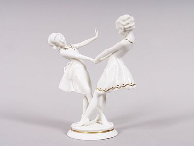 Round dance, designed by Carl Werner in 1932 for Hutschenreuther, manufactured after 1945 white 