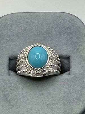 Sterling Turquoise Ring. Size 57.5 grams Marked "EA 925"