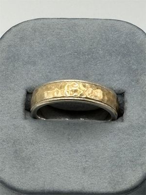 Sterling and 1/16 10k Gold Band Ring. Size 119.4 gramsMarked "925 + 1/16 10kt FC"
