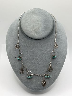 Sterling Turquoise Bead Necklace. 18 inches8.7 gramsMarked "AV"