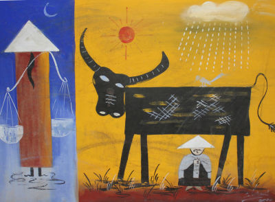 לא ידוע - פרה. גואש על נייר 58x43