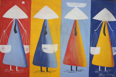 לא ידוע - דמויות. גואש על נייר 58x44