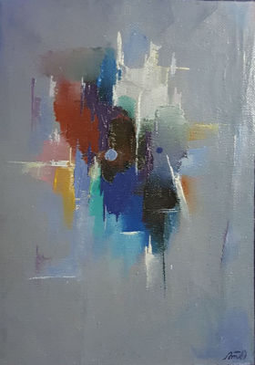 לא ידוע - מופשט. שמן על בד 33x43