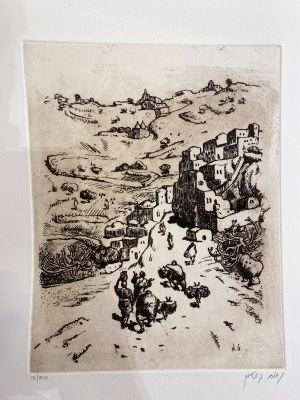 Nahum Gutman - Nahum Gutman , etching , 35x38 cm , handsigned by pencil , unframed 
from the 20's 
rare