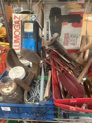 An Assortment of Vintage and Modern Workshop Tools, Hardware, and Household Items. An assortment 