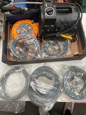 A Collection of Electrical Equipment and Appliance Hoses including a 3kW Portable Fan Heater 