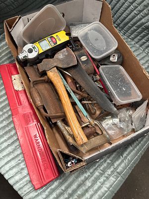An Assortment of Vintage and Modern Hand Tools, Workshop Accessories, and Automotive Equipment. A 