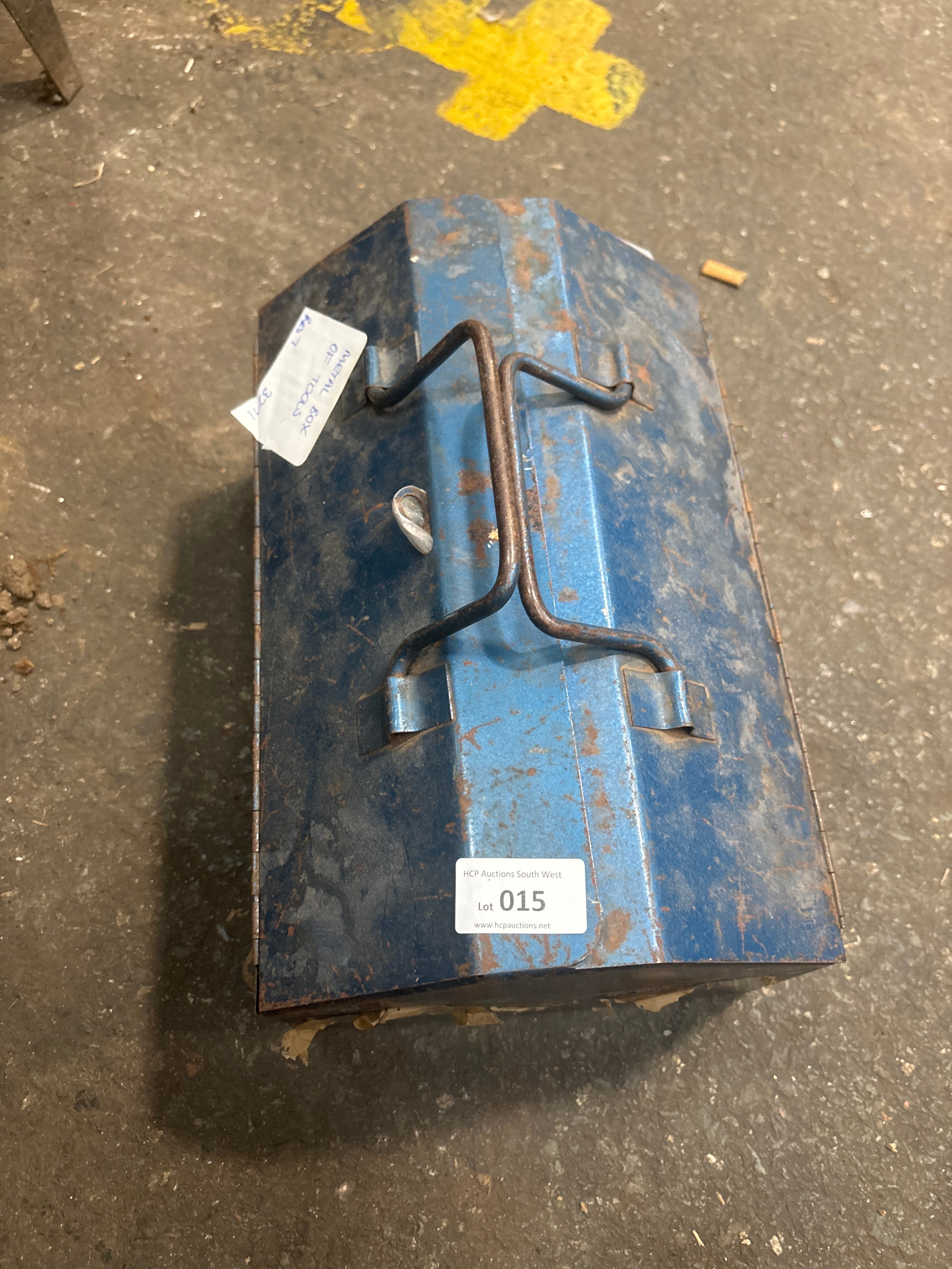 A Vintage Blue Painted Steel Toolbox and Assorted GKN Hardware