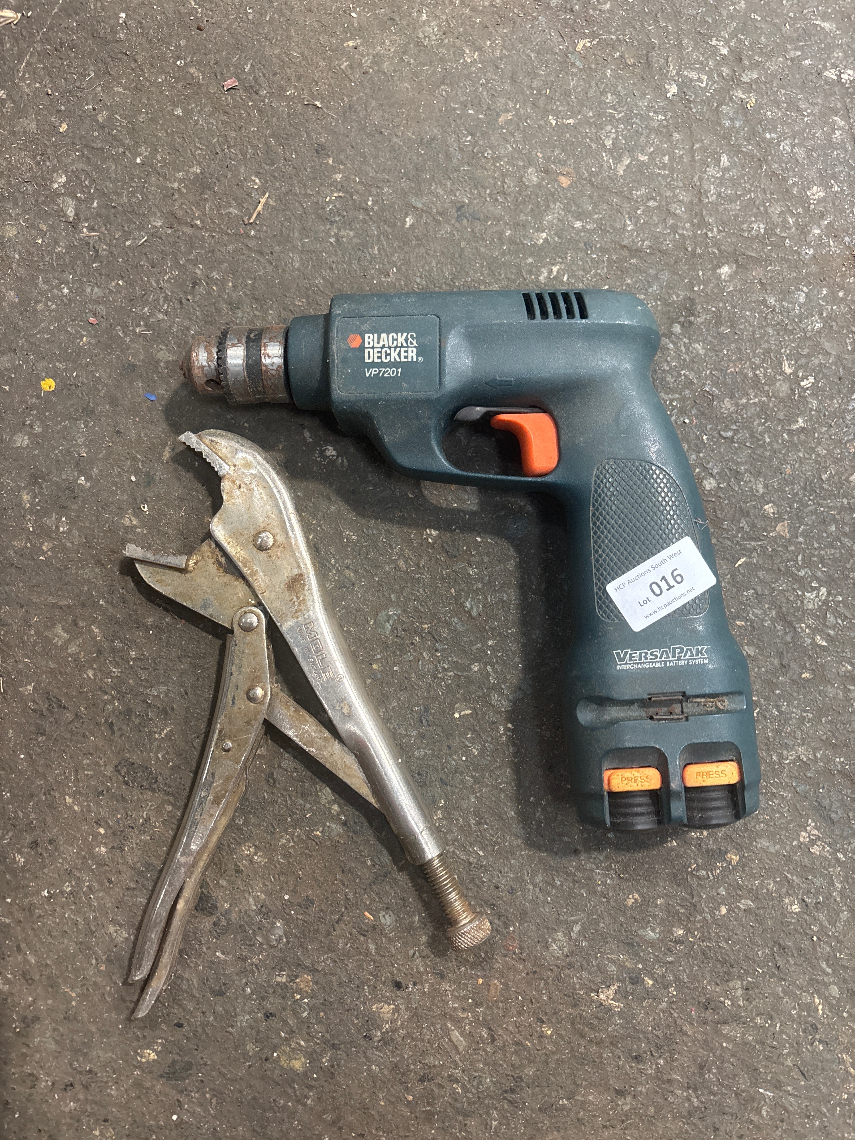 Vintage Black & Decker VP7201 Cordless Drill and Mole Locking Pliers