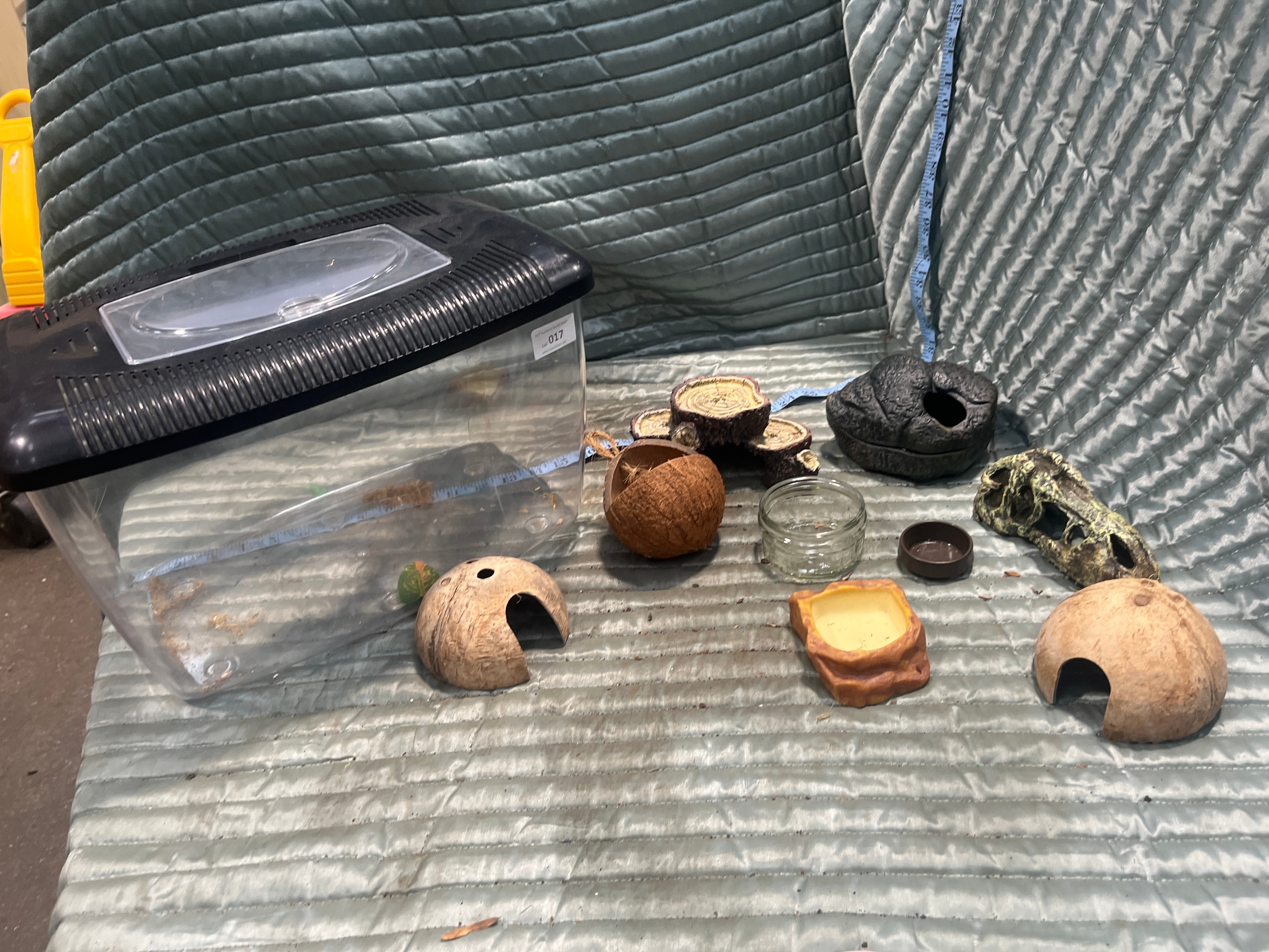 A Group of Reptile Habitat Enclosure and Resin Ornaments