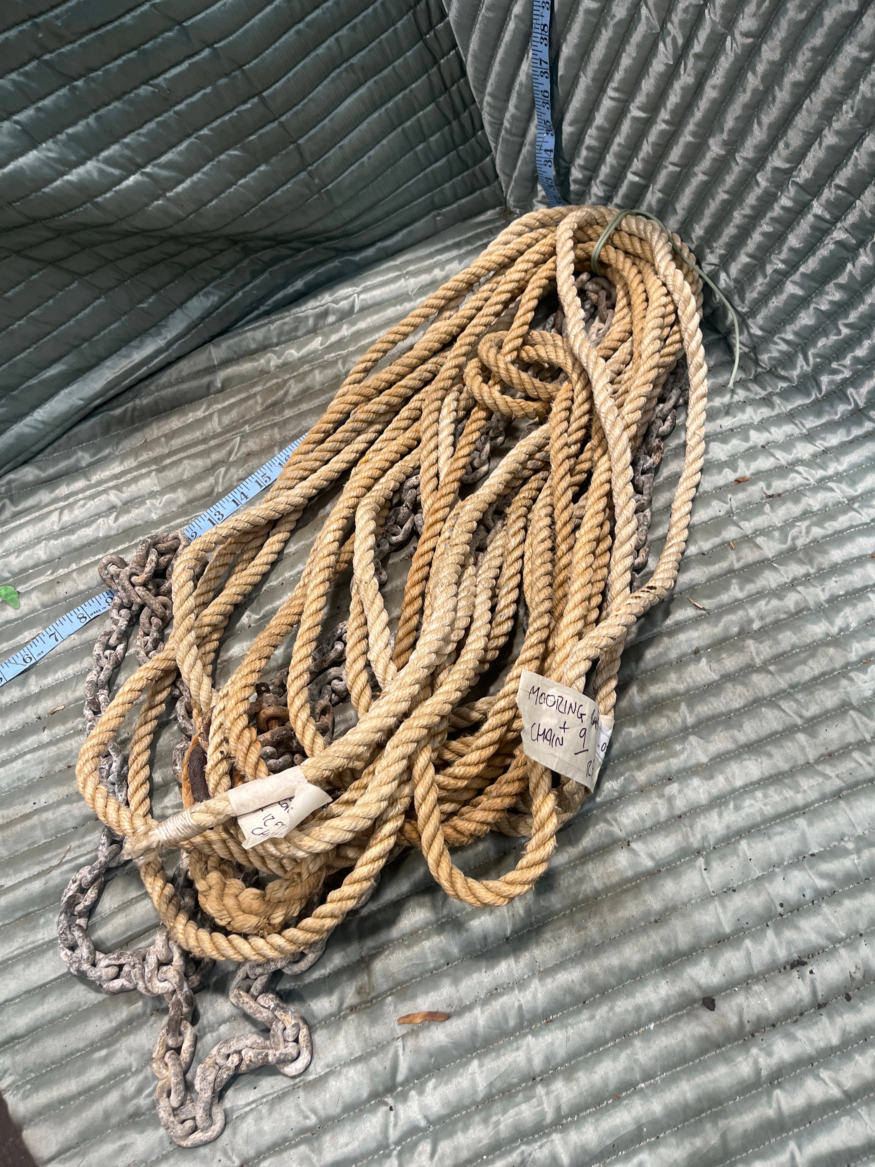 A Marine Mooring Rode of Twisted Nylon Rope and Galvanised Steel Chain