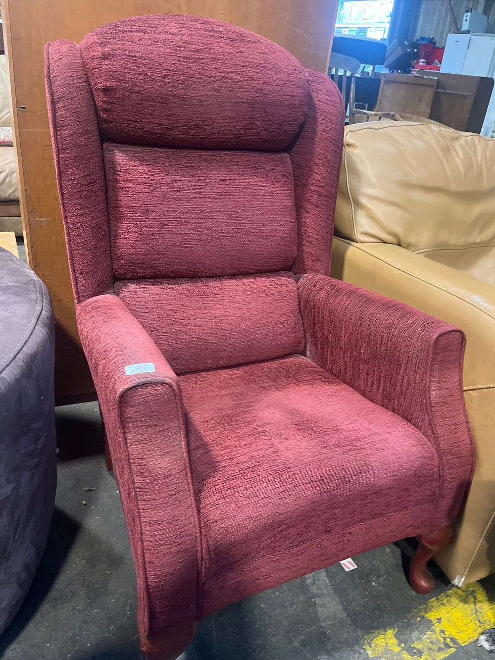 Lot 806: A Burgundy Upholstered Chenille Reclining Armchair