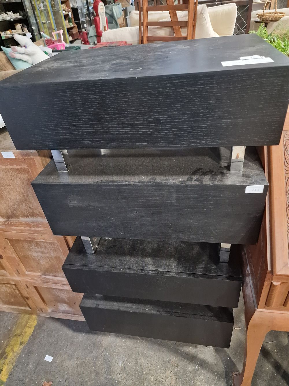Lot 843: A Pair of Dark Stained Ash Nightstands