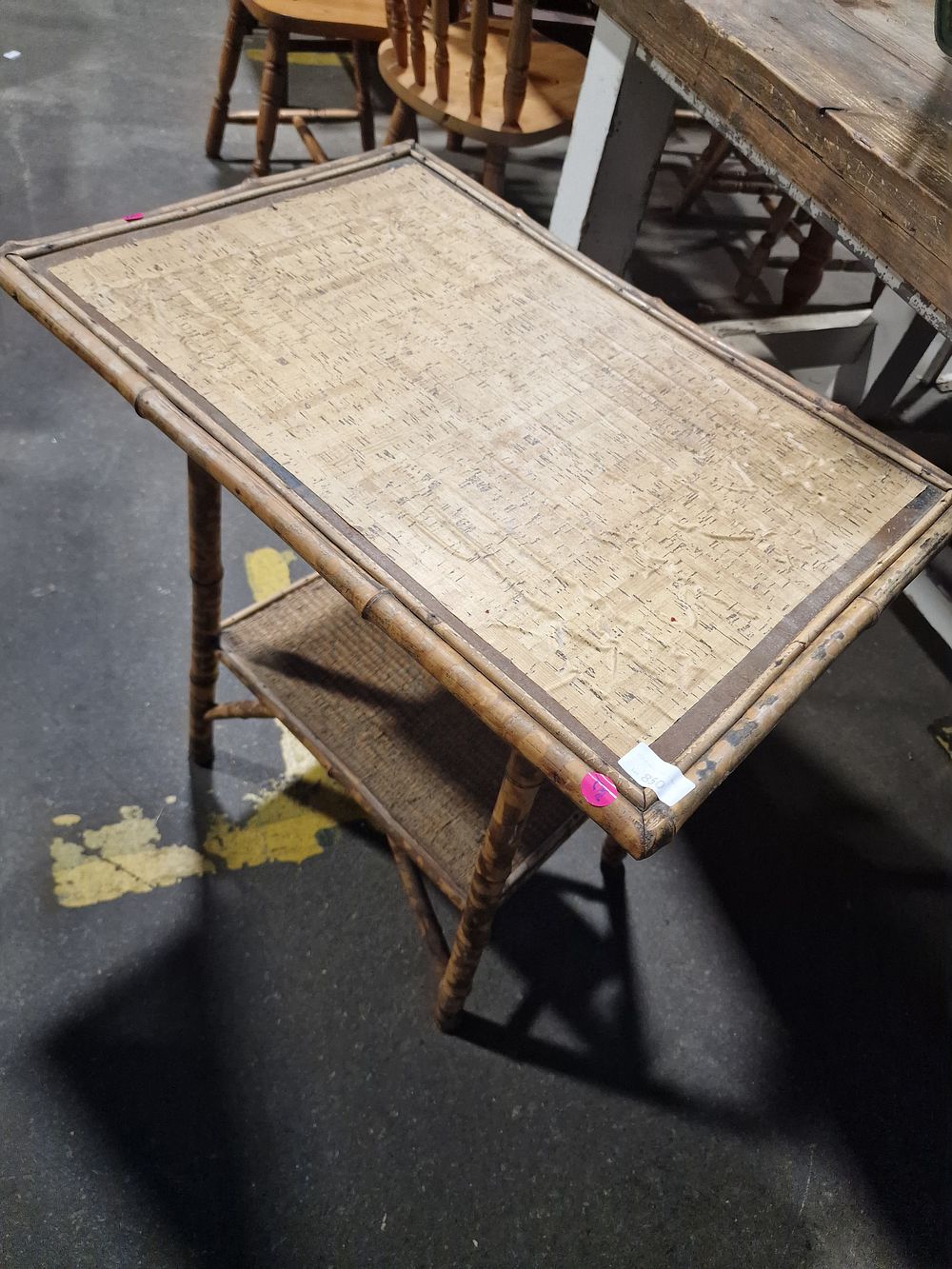 Lot 850: A Late Victorian Bamboo and Wicker Two-Tier Side Table