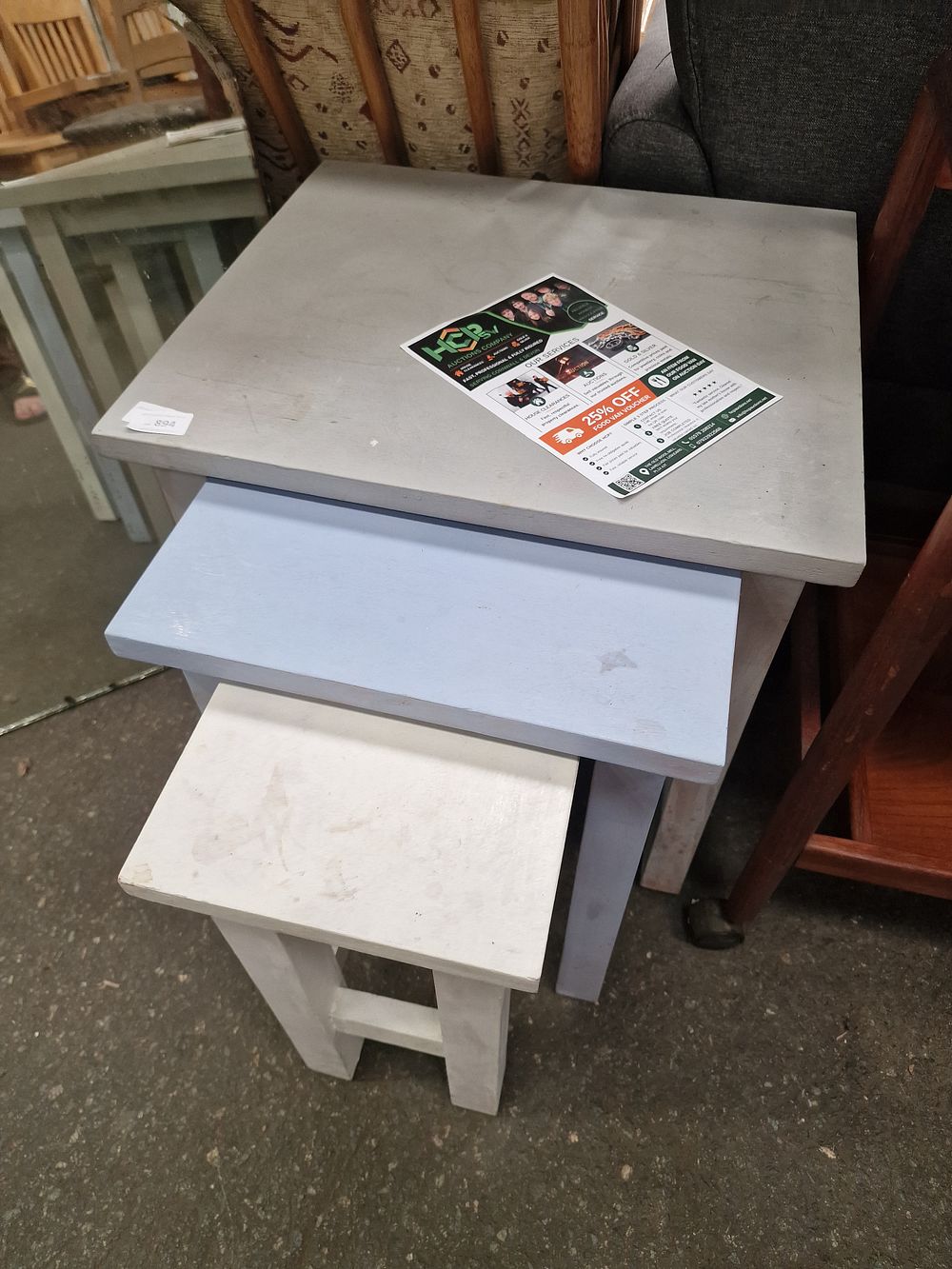 Lot 895: A Trio of Painted Wooden Nesting Side Tables
