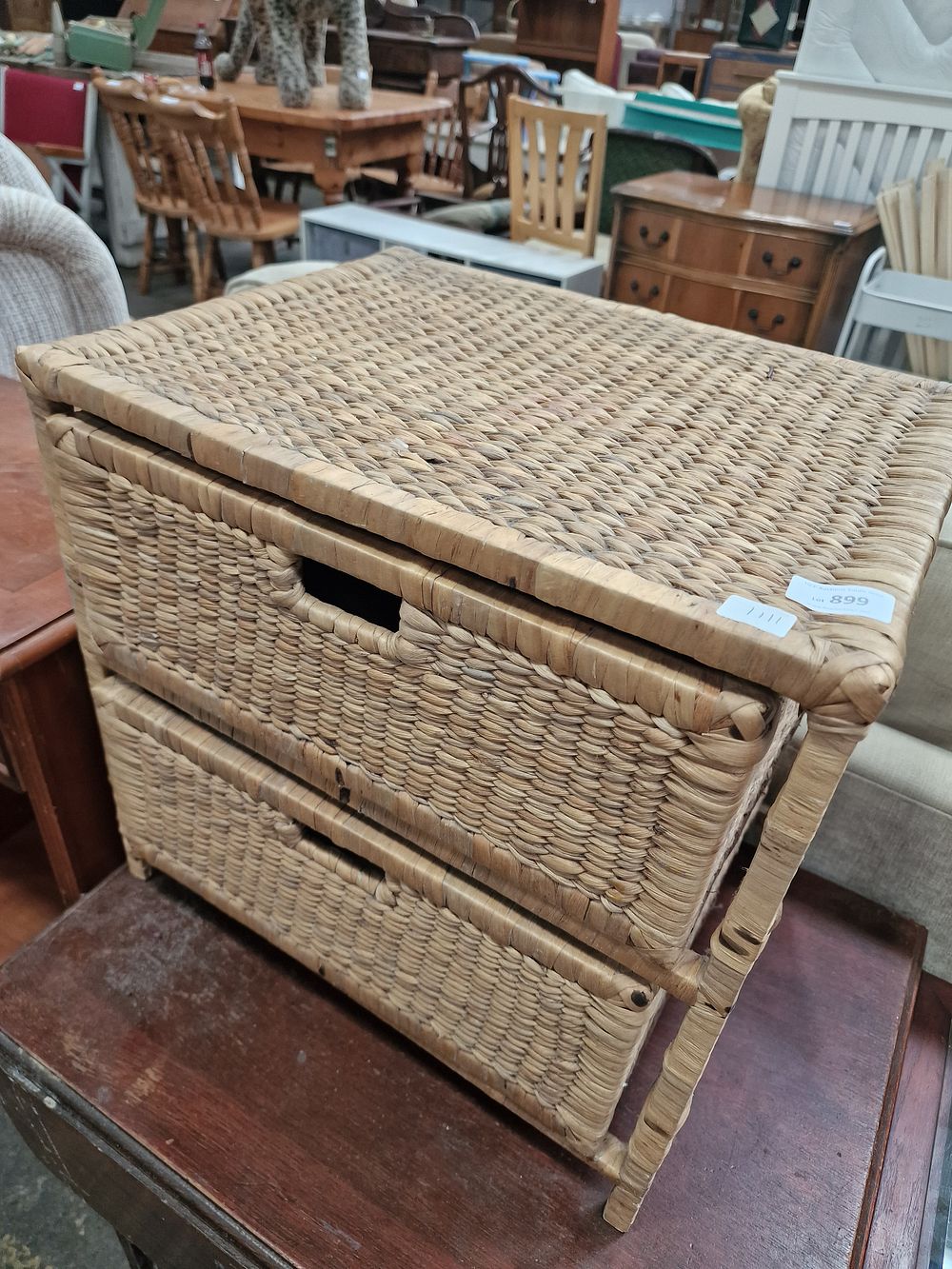 Lot 899: A Two-tier Woven Water Hyacinth Storage Chest