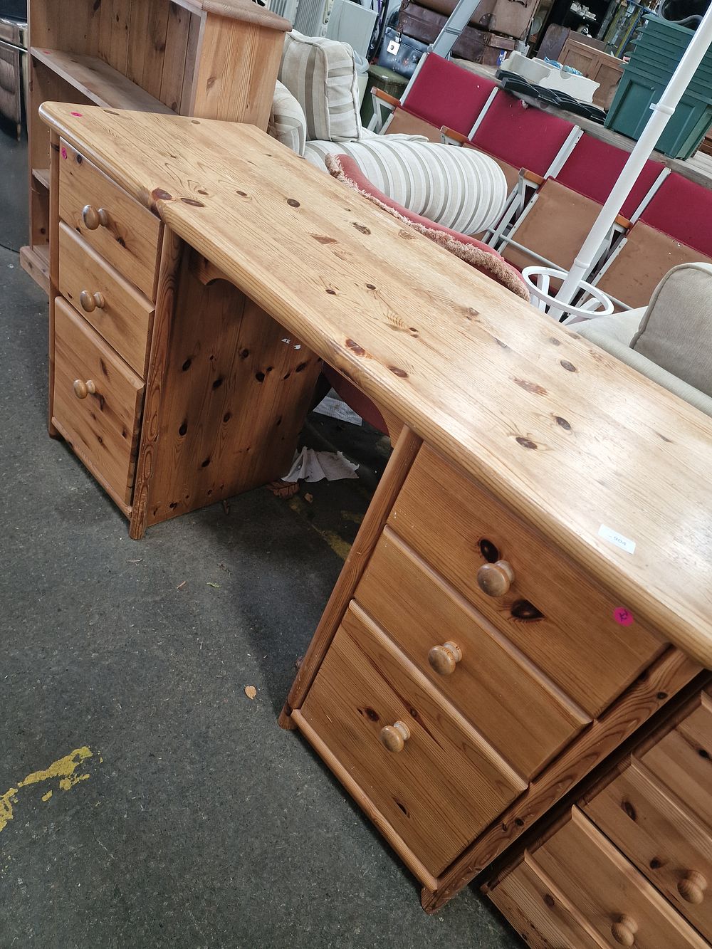 Lot 904: A Solid Pine Twin Pedestal Desk